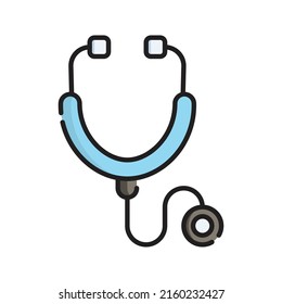 Stethoscope Icon Vector Illustration. Flat Outline Cartoon. Medical Icon Concept Isolated Premium Vector