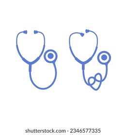 Stethoscope icon vector illustration on white background. Stethoscope sign. Medical stethoscope icon. Blue stethoscope pictogram icon.