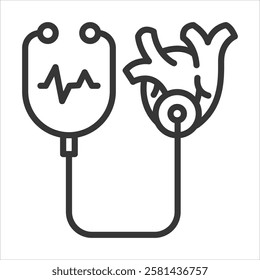 Stethoscope Icon Vector Illustration Outline