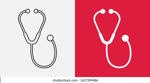 Stethoscope icon. Vector illustration icon. Simple icon. Medical & Health care symbol. Outline and filled icons set