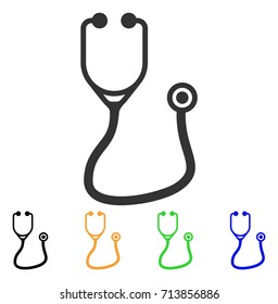 Stethoscope icon. Vector illustration style is a flat iconic stethoscope symbol with black, gray, green, blue, yellow color variants. Designed for web and software interfaces.