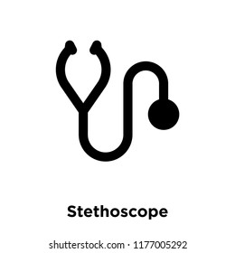 Stethoscope icon vector isolated on white background, logo concept of Stethoscope sign on transparent background, filled black symbol