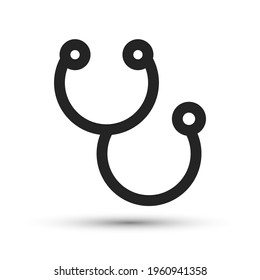 A stethoscope icon vector medical element for trendy design. Simple pictogram for mobile concept and web apps. Vector line medicine tool icon isolated on a white background.