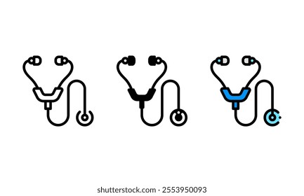 stethoscope icon. vector icon with outline, glyph, and filled outline style. which represents medical equipment and health checks. ideal for healthcare theme