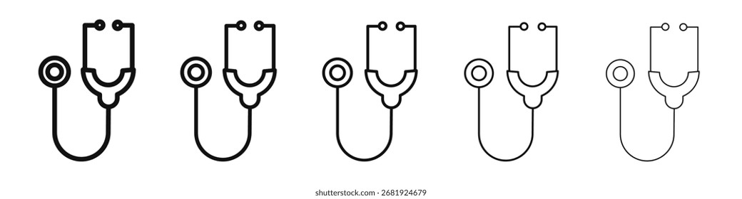 Stethoskop-Symbol, Vektorumriss-Set-Illustrationszeichen