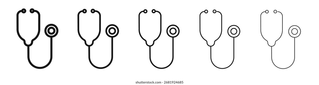 stethoscope icon vector outline set illustration sign