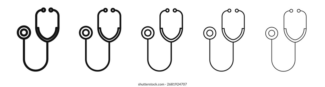 Stethoscope icon vector outline set illustration sign