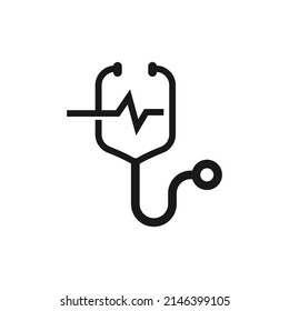 Estilo de contorno vectorial del icono de estetioscopio.