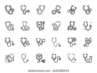 Stethoscope icon and stethoscope vector icon pack.