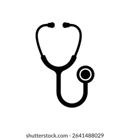 stethoscope icon vector silhouette on white background.