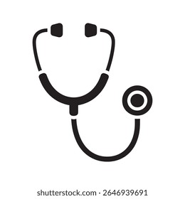 Stethoscope Icon Vector Solid Glyph For Medical Examination And Health Checkup Doctor And Physician Tool For Diagnosis And Cardiology Care Symbol