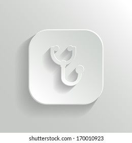 Stethoscope icon - vector white app button with shadow
