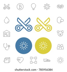 Stethoscope icon with water drop, blockchain and flower editable symbols. Set of cryptocurrency, light, bear icons and cryptocurrency concept. Editable vector elements for logo app UI design.
