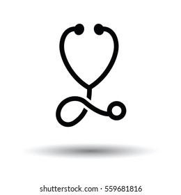 Stethoscope icon. White background with shadow design. Vector illustration.