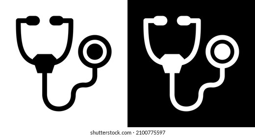 Stethoscope. Icon in White and Black Version.