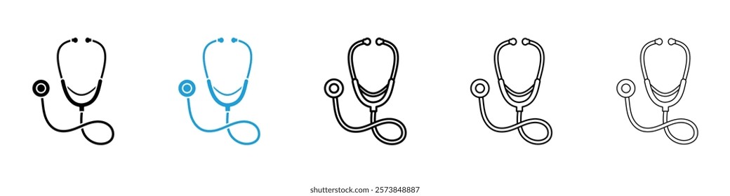 Stethoscope icons in filled and 3 stroke weights