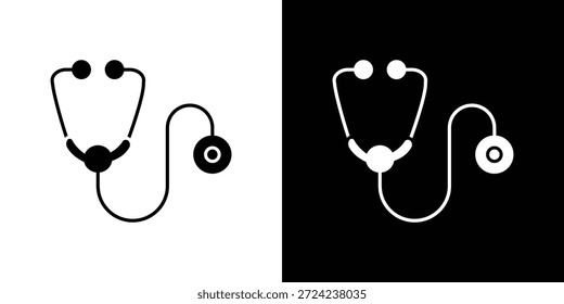 Ícones estetoscópicos conceito de vetor plano. Ilustrações em preto e branco