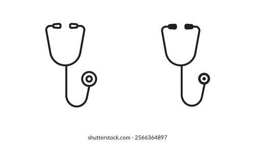 Stethoscope icons in line stroke and flat versions