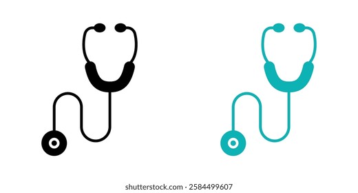 Stethoscope icons pack in black and colored version