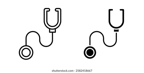 Stethoscope icons pack vectors in black flat and strokes