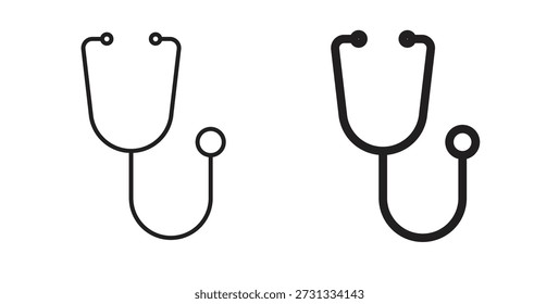 Stethoscope icons set. Simple line vector illustration