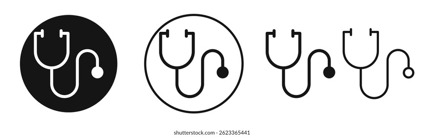 Stethoscope icons in solid black and outlined style