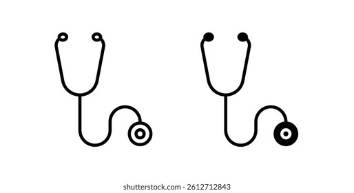 Stethoscope icons. thin line vector icons