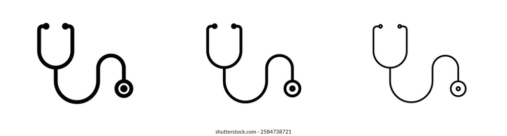 Stethoscope icons in three different stroke lines