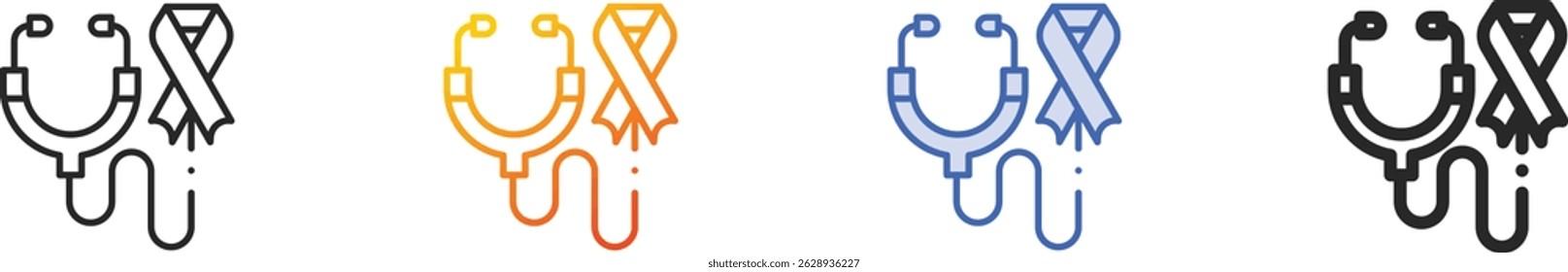stethoscope icon.Thin Linear, Gradient, Blue Stroke and bold Style Design Isolated On White Background