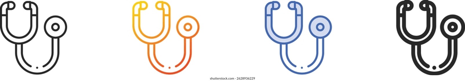 stethoscope icon.Thin Linear, Gradient, Blue Stroke and bold Style Design Isolated On White Background