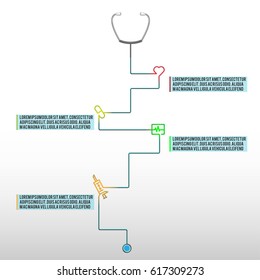 Stethoscope Info Graphic Line Icon Template Vector