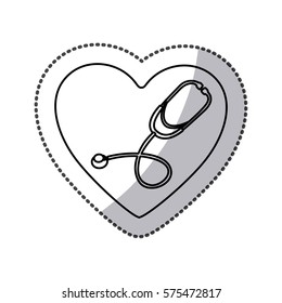 stethoscope inside heart icon image, vector illustration