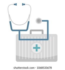 Stethoscope and kit icon. Flat illustration of stethoscope and kit vector icon for web