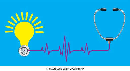 stethoscope. Lamp creative idea concept.