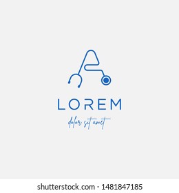 stethoscope a letter logo vector design