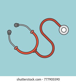Stethoscope line color icon vector, flat style