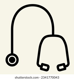 Stethoscope line icon. Cardiologist medical equipment outline style pictogram on white background. Heart healthcare mobile concept web design. Vector graphics.