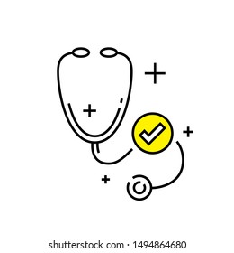 Stethoscope line icon. Doctor sign. Cardiology symbol. Medical tool graphic. Vector illustration.