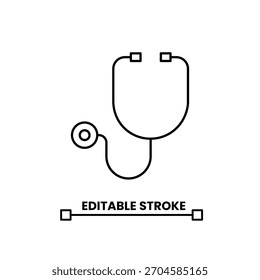 Stethoscope line icon with editable stroke. vector illustration