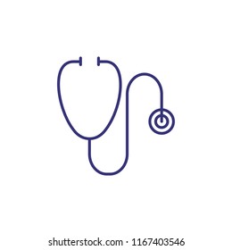 Stethoscope line icon. General practitioner, medical exam, doctor. Medicine concept. Vector illustration can be used for topics like healthcare, clinic, service