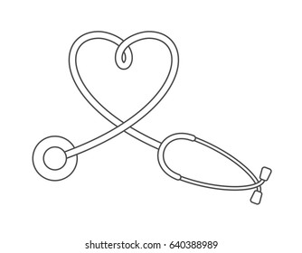 Stethoscope line icon in heart shape