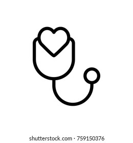 Stethoscope line icon. High quality black outline logo for web site design and mobile apps. Vector illustration on a white background.