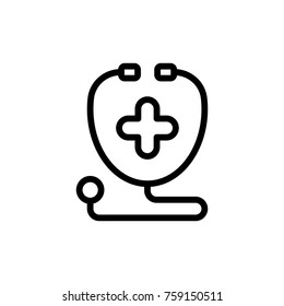 Stethoscope line icon. High quality black outline logo for web site design and mobile apps. Vector illustration on a white background.