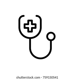 Stethoscope line icon. High quality black outline logo for web site design and mobile apps. Vector illustration on a white background.