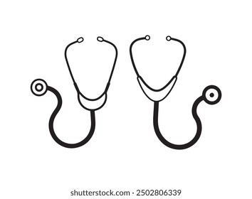 Stethoscope line icon, logo, vector illustration.