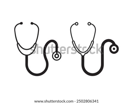 Stethoscope line icon, logo, vector illustration.