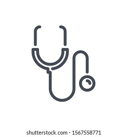 Stethoscope line icon. Medical equipment vector outline sign.