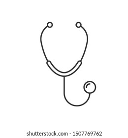 Stethoscope line icon on white background. Editable stroke