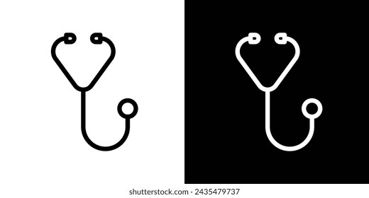 Stethoscope Line Icon on White Background for web.