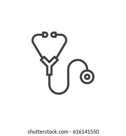 Stethoscope line icon, outline vector sign, linear style pictogram isolated on white. Symbol, logo illustration. Editable stroke. Pixel perfect